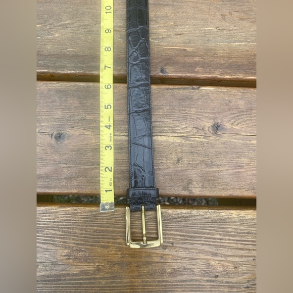 Mens Burberry Croco Embossed NEW Leather Belt🔥Vintage Brass Buckle🔥 - Picture 11 of 16